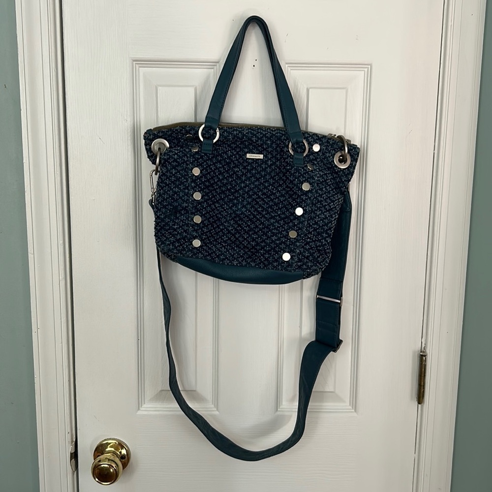 HAMMITT Daniel Med Leather Tote Bag Weekend Blues/Brushed Silver